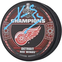 Pavel Datsyuk Detroit Red Wings Autographed 2008 Stanley Cup Champions Logo Hockey Puck