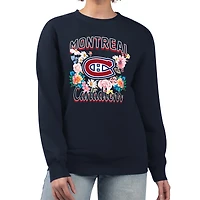 Women's G-III 4Her by Carl Banks Navy Montreal Canadiens Flower Logo Pullover Sweatshirt