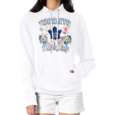 Women's G-III 4Her by Carl Banks White Toronto Maple Leafs Flower Logo Pullover Hoodie