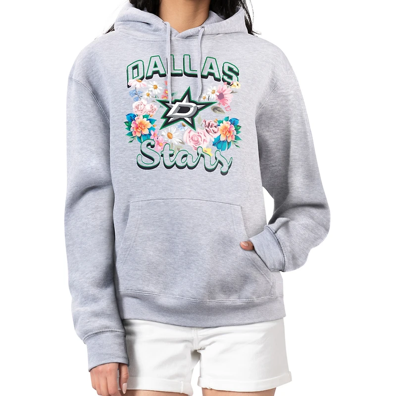 Women's G-III 4Her by Carl Banks Heather Gray Dallas Stars Flower Logo Pullover Hoodie