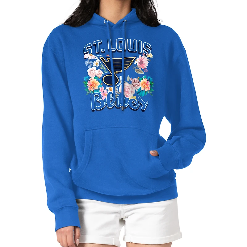 Women's G-III 4Her by Carl Banks Blue St. Louis Blues Flower Logo Pullover Hoodie