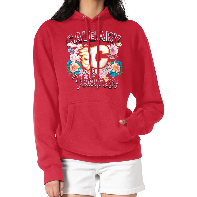 Women's G-III 4Her by Carl Banks Red Calgary Flames Flower Logo Pullover Hoodie