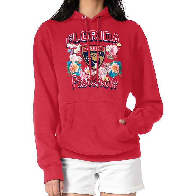 Women's G-III 4Her by Carl Banks Red Florida Panthers Flower Logo Pullover Hoodie