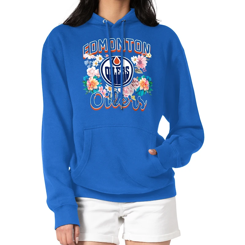 Women's G-III 4Her by Carl Banks Royal Edmonton Oilers Flower Logo Pullover Hoodie