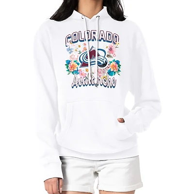 Women's G-III 4Her by Carl Banks White Colorado Avalanche Flower Logo Pullover Hoodie