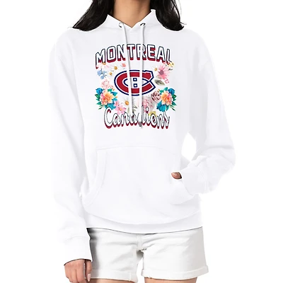 Women's G-III 4Her by Carl Banks White Montreal Canadiens Flower Logo Pullover Hoodie