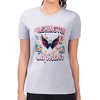 Women's G-III 4Her by Carl Banks Heather Gray Washington Capitals Super-Slim Fit Lightweight Flower Logo T-Shirt