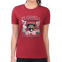 Women's G-III 4Her by Carl Banks Red Florida Panthers Super-Slim Fit Lightweight Flower Logo T-Shirt