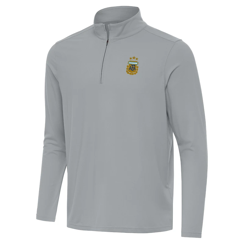 Men's Antigua Gray Argentina National Team Intent Quarter-Zip Pullover Top