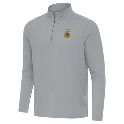 Men's Antigua Gray Argentina National Team Intent Quarter-Zip Pullover Top