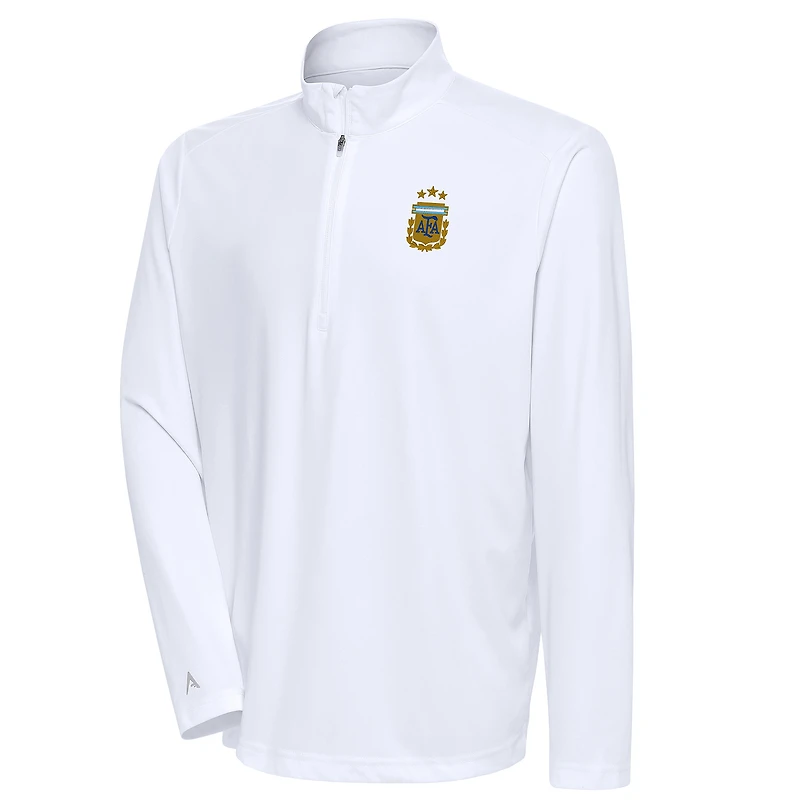 Men's Antigua White Argentina National Team Tribute Quarter-Zip Pullover Top