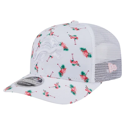 Men's New Era White Detroit Lions Adventure Flamingo Pattern 9SEVENTY Stretch-Snap Hat