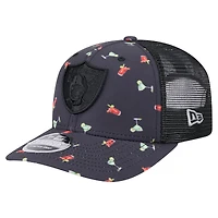 Men's New Era  Navy/Black Las Vegas Raiders Adventure Drinks Pattern 9SEVENTY Stretch-Snap Hat
