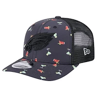 Men's New Era  Navy/Black Philadelphia Eagles Adventure Drinks Pattern 9SEVENTY Stretch-Snap Hat