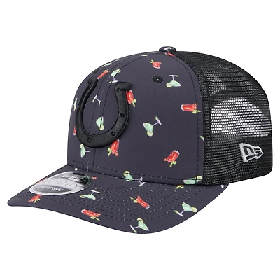 Men's New Era  Navy/Black Indianapolis Colts Adventure Drinks Pattern 9SEVENTY Stretch-Snap Hat