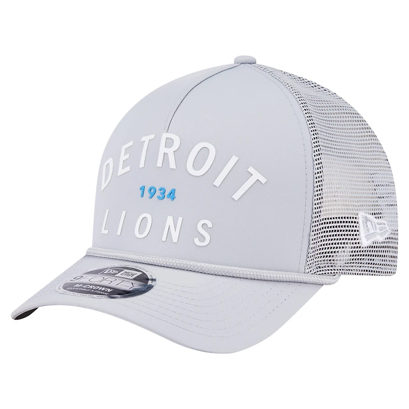 Men's New Era  Gray Detroit Lions Active Minimalist M-Crown A-Frame 9FORTY Adjustable Hat