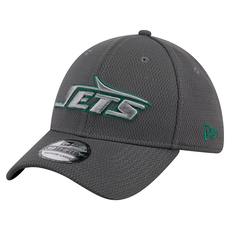 Men's New Era Graphite New York Jets Main 39THIRTY Flex Hat