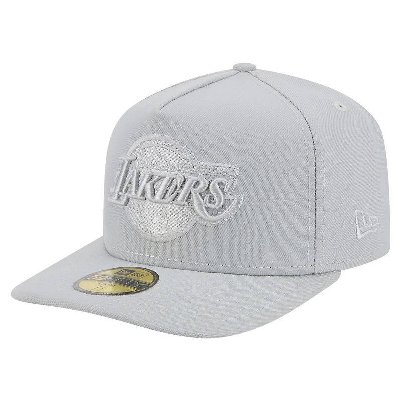 Men's New Era Gray Los Angeles Lakers Colorpack A-Frame Pinch Front 59FIFTY Fitted Hat