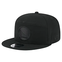 Men's New Era Black Golden State Warriors Adventure Canvas Split Panel 9FIFTY Snapback Hat
