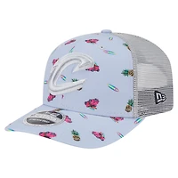 Men's New Era Light Blue/Gray Cleveland Cavaliers Adventure Aloha Pattern 9SEVENTY Stretch-Snap Hat