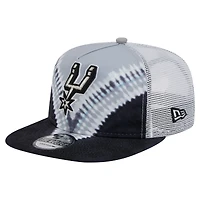Men's New Era Black/Silver San Antonio Spurs Throwback Dye Golfer Snapback Hat