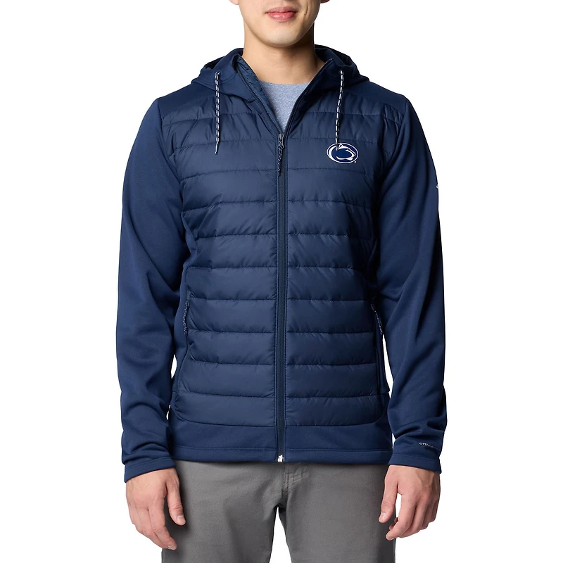 Men's Columbia Navy Penn State Nittany Lions Out-Shield Hybrid Full-Zip Hoodie Jacket