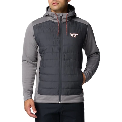Men's Columbia Gray Virginia Tech Hokies Out-Shield Hybrid Full-Zip Hoodie Jacket
