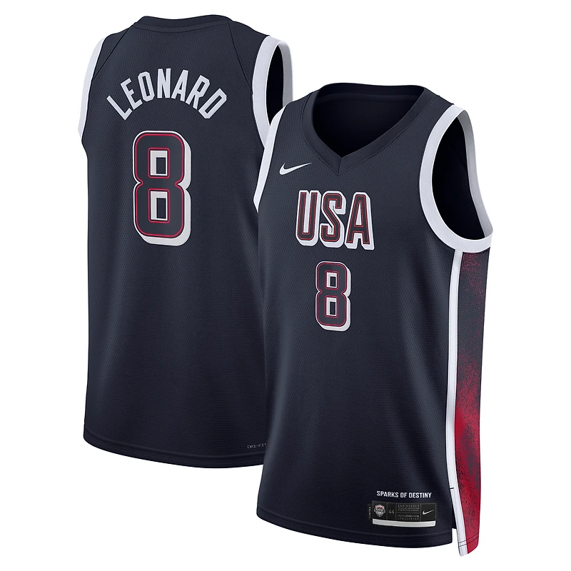 Unisex Nike Kawhi Leonard Navy Men's USA Basketball 2024 Swingman Player Jersey