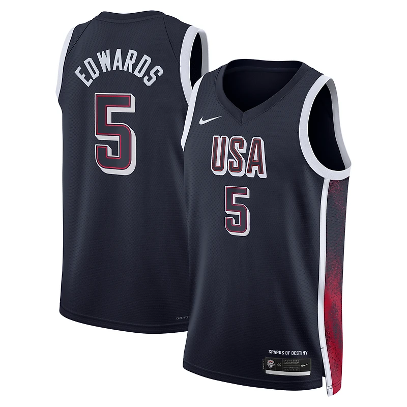 Unisex Nike Anthony Edwards Navy Men's USA Basketball 2024 Swingman Player Jersey