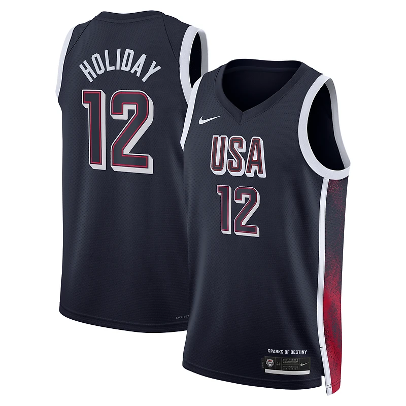 Unisex Nike Jrue Holiday Navy Men's USA Basketball 2024 Swingman Player Jersey