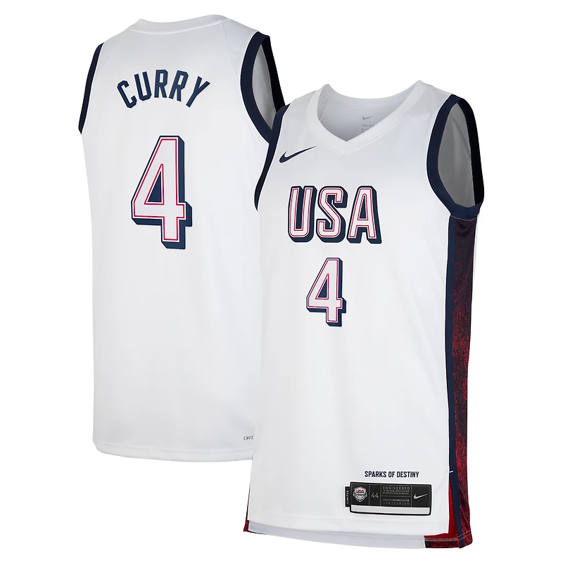 Unisex Nike Stephen Curry White Men's USA Basketball 2024 Swingman Player Jersey