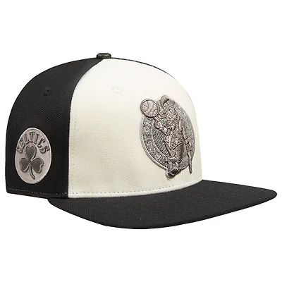 Men's Pro Standard  Cream Boston Celtics French Terry Snapback Hat