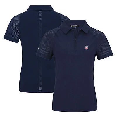 Women's Levelwear Navy USWNT Quarter-Zip Polo