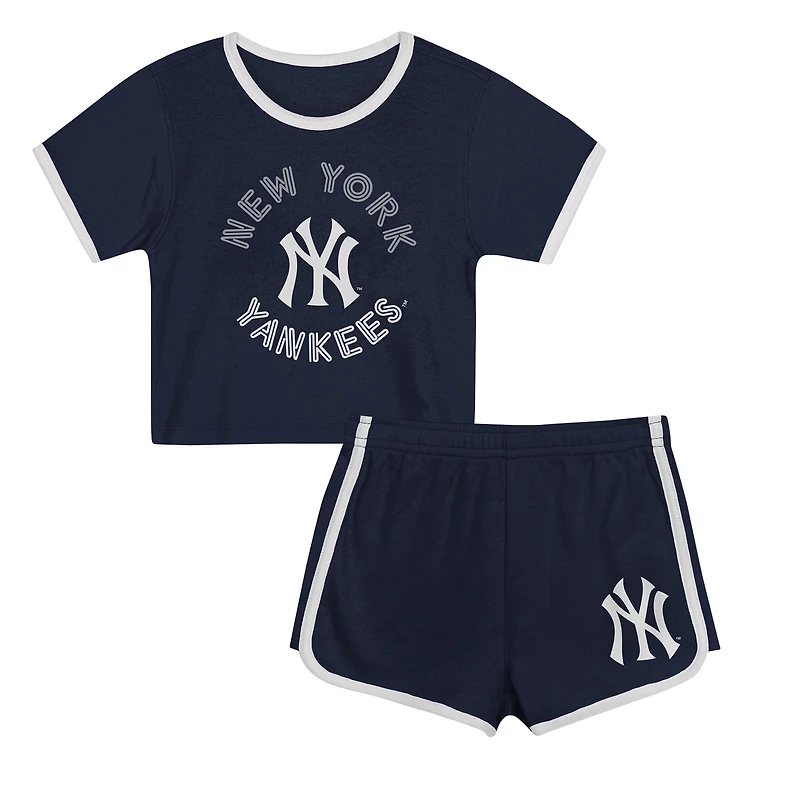 Girls Preschool Navy New York Yankees Double Run T-Shirt & Shorts Set