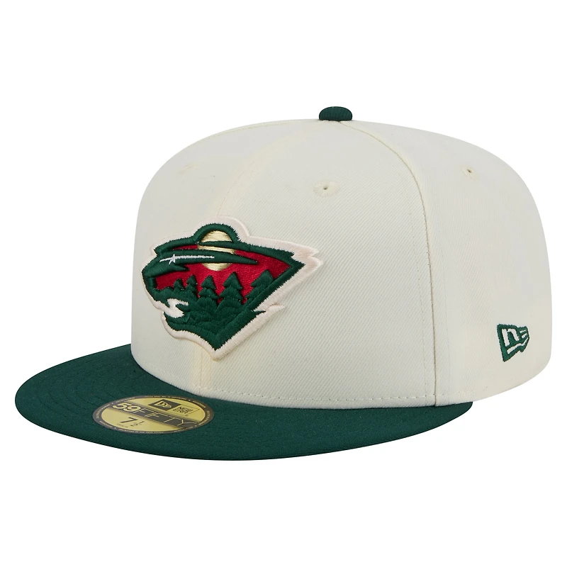 Men's New Era White Minnesota Wild Chrome Two-Toned 59FIFTY Fitted Hat