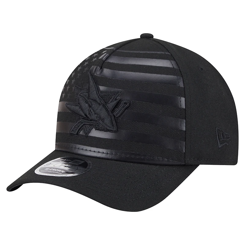 Men's New Era Black San Jose Sharks Game Day Stealth Flag 9FORTY A-Frame Adjustable Hat