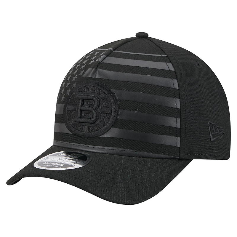 Men's New Era  Black Boston Bruins Game Day Stealth Flag 9FORTY A-Frame Adjustable Hat