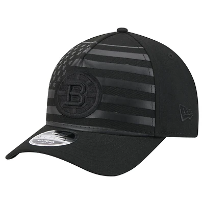Men's New Era  Black Boston Bruins Game Day Stealth Flag 9FORTY A-Frame Adjustable Hat