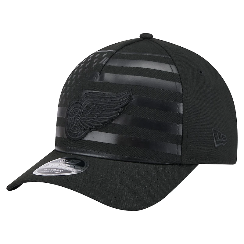 Men's New Era  Black Detroit Red Wings Game Day Stealth Flag 9FORTY A-Frame Adjustable Hat