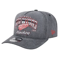 Men's New Era  Charcoal Detroit Red Wings Throwback Washed A-Frame Pre-Curved 9FIFTY Snapback Hat