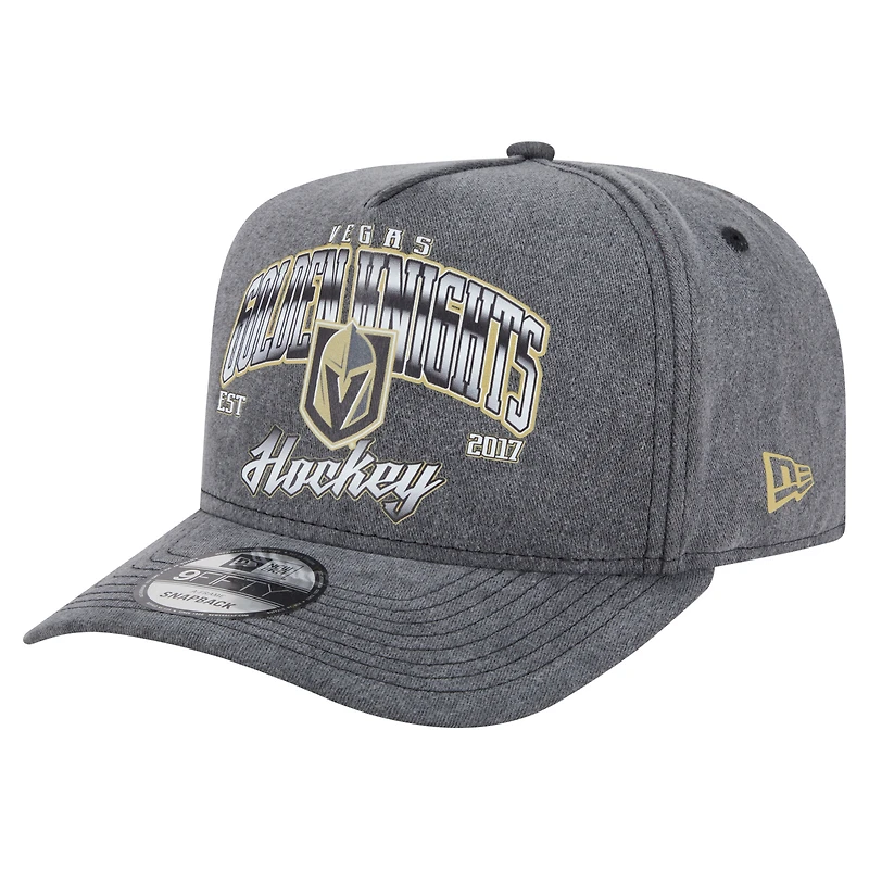 Men's New Era  Charcoal Vegas Golden Knights Throwback Washed A-Frame Pre-Curved 9FIFTY Snapback Hat