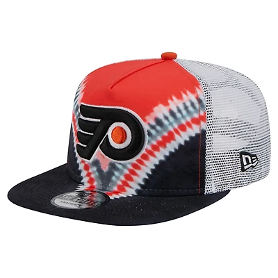 Men's New Era  Black/Orange Philadelphia Flyers Throwback V-Dye Adjustable Golfer Hat