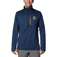 Men's Columbia Navy Notre Dame Fighting Irish Park View Grid Fleece Omni-Wick Half-Zip Jacket