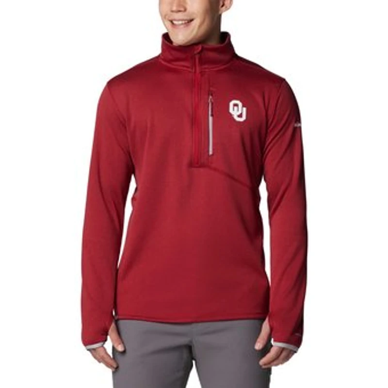 Men's Columbia Crimson Oklahoma Sooners Park View Grid Fleece Omni-Wick Half-Zip Jacket