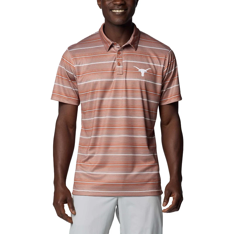 Men's Columbia Texas Orange Texas Longhorns PFG Super Terminal Tackle™ Omni-Shade™ Stripe Polo