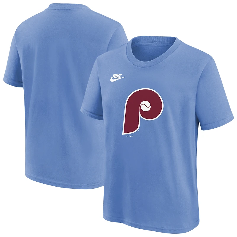 Youth Nike Light Blue Philadelphia Phillies Cooperstown Collection Team Logo T-Shirt
