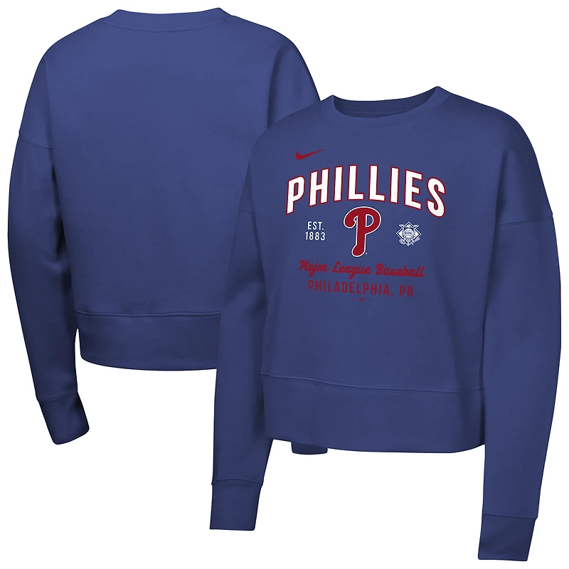 Girls Youth Nike Royal Philadelphia Phillies Fleece Sweatshirt