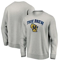 Men's Gray Milwaukee Brewers Heater Pullover Sweatshirt