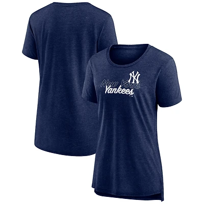 Women's Navy New York Yankees Practice Time Tri-Blend T-Shirt