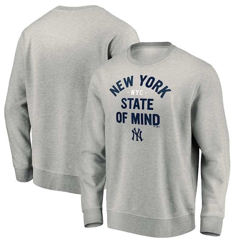 Men's Gray New York Yankees Heater Pullover Sweatshirt